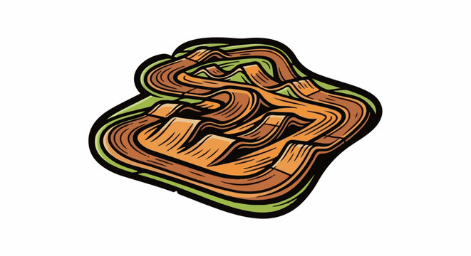 Stylized dirt track with jumps, curves, and green grass