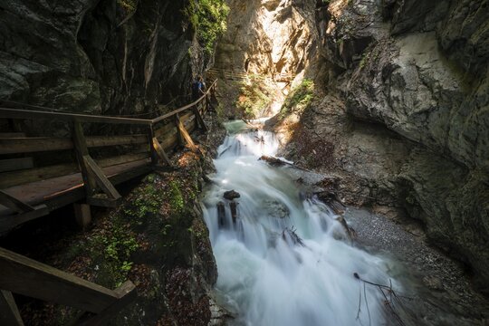 Narrow gorge, gorge with river, Wolfsklamm, Stans, Tyrol, Austria