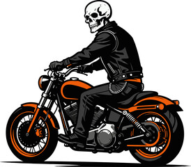 Obraz premium Skull Biker Motorcycle Bold Silhouette Vector
