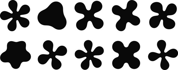 Fototapeta premium Set of nine black decorative snowflake and floral ornaments on white background