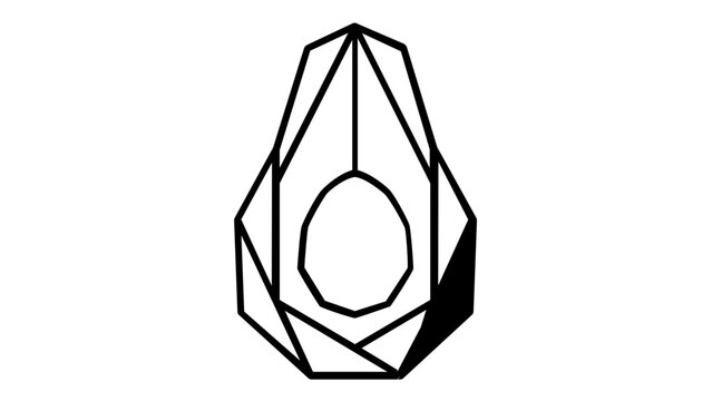 Geometric Avocado Vector Icon Illustration: Minimalist Polygonal Line Art Design of a Fresh Fruit with Pit, Modern Flat Style Graphic for Healthy Food Branding, Apps, and Web Design Projects