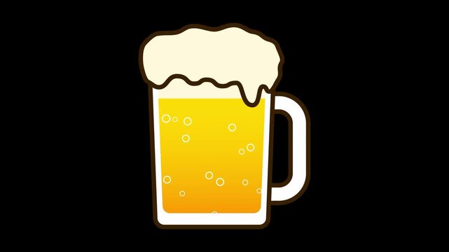 たっぷりの泡がのった冷たい生ビールがシュワシュワするループアニメーション