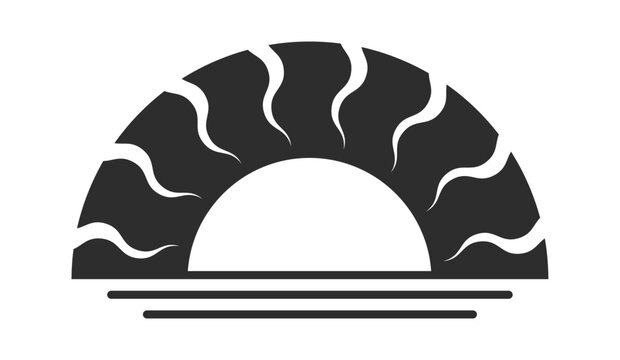 Sun Rising Over Horizon Silhouette Logo