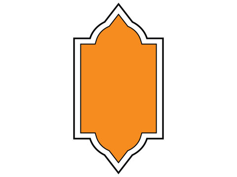 Orange Islamic Arch Frame with Decorative Border &ndash; Moroccan Style Vector Illustration