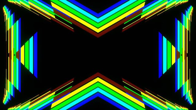 Multicolor Hexagonal Neon Line Moving Lighting Kaleidoscope Background VJ Loop in 4K