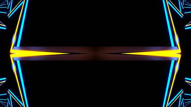 Orange and Blue Neon Lightning Kaleidoscope Background VJ Loop in 4K