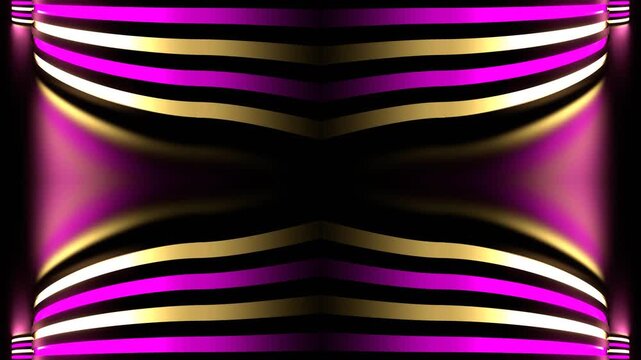 Pink and Yellow Neon Curved Walls Kaleidoscope Background VJ Loop in 4K