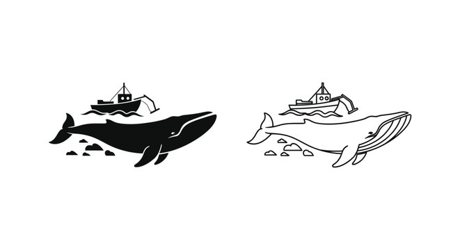 Whale Ships Art Designs: Unique Creations Vector