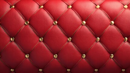 Fototapeta premium A red diamond‑patterned embossed leather purse with gold diamond detail and puffy foam leather