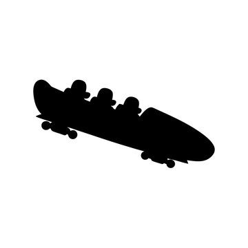 black bobsled team in motion minimalist silhouette vector illustration