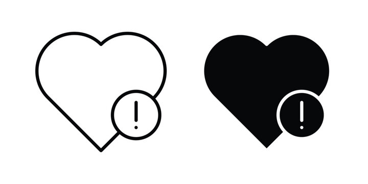 Heart attack icon outline style. Black solid silhouette style icons
