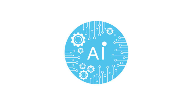 Artificial Intelligence, AI, Technology, Machine Learning, Blue Icon, Vector Graphics
