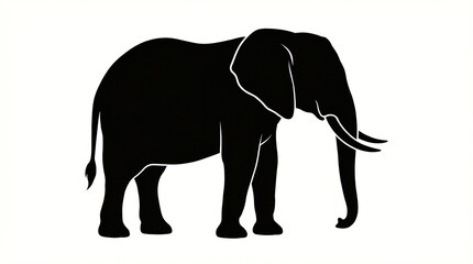 Fototapeta premium A Minimalist Silhouette of an African Elephant Standing Proudly on a White Background