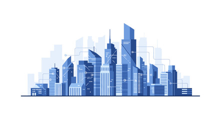 Obraz premium A clean, modern illustration of business buildings evokes a sense of professionalism and growth, perfect for corporate websites, presentations, and ma