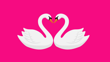 Romantic Swan Couple Forming Heart Shape Vector Illustration © yasmin