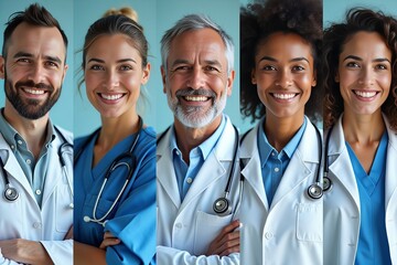 Fototapeta premium Diverse Medical Team in Collage: Uniting Expertise and Unity for Healthcare Services