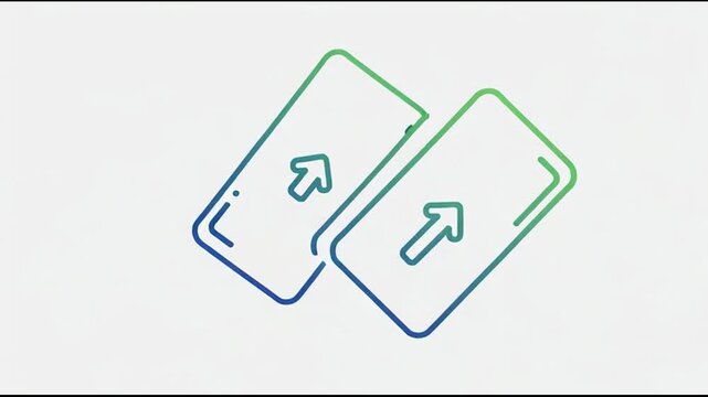 Animated Icon: Transferring Cards with Arrow, Blue and Green Gradient