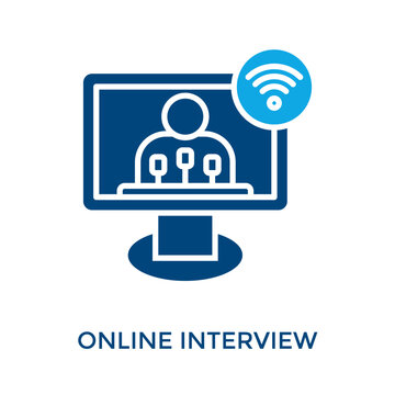 Online Interview Icon Dual Tone Style. Vector Illustration For Graphic Design