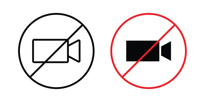 No recording icon outline style. Black solid silhouette style icons