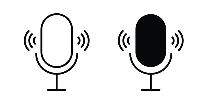 Podcast icon outline style. Black solid silhouette style icons