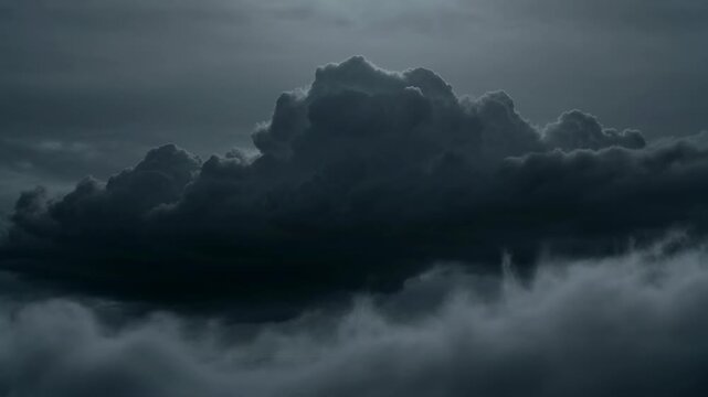 The frames depict a large, dark cloud formation dominating the sky, creating an overcast and moody atmosphere