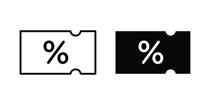 Promo code icon outline style. Black solid silhouette style icons