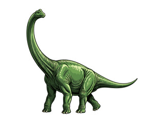 Brachiosaurus Dinosaur Illustration on White Background © Gina