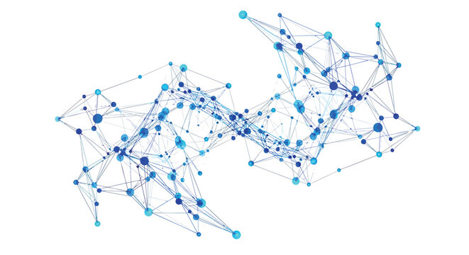 Network connections, blue nodes and lines, abstract technology background, digital web illustration, vector graphic