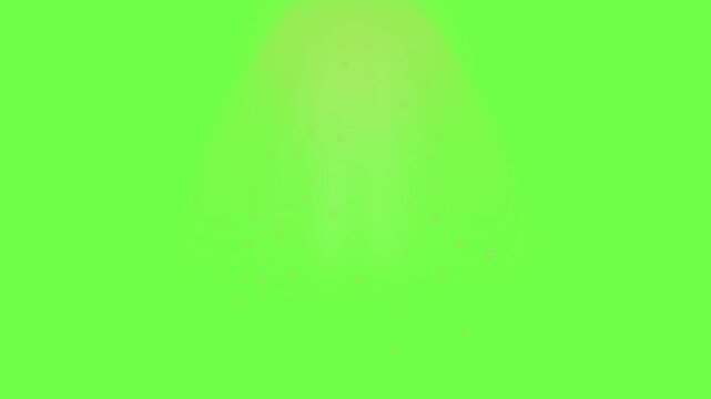 Glowing light animation on green background. Radiant burst on green background 