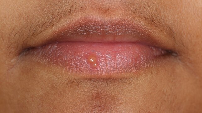 Herpes Simplex Virus Medical Illustration, Detailed Visualization of Oral and Genital Herpes Lesions, Viral Infection Anatomy Showing Cold Sores and Blisters, Dermatological