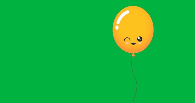 Digital animation of cute orange balloon floating against black background