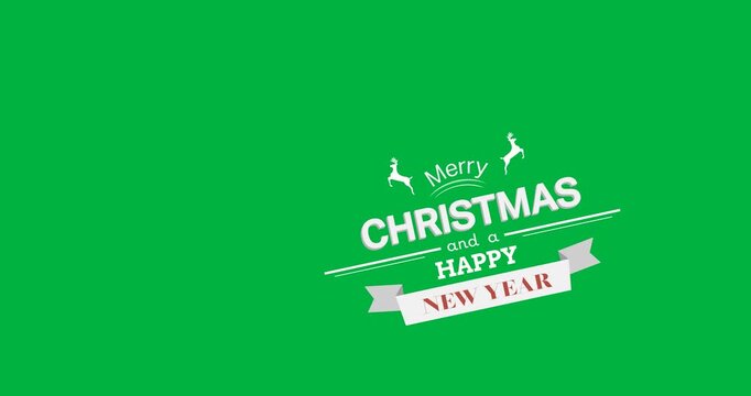Digital animation of merry christmas and happy new year text banner against black background