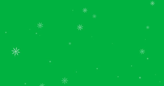 Digital animation of multiple snowflakes icons falling against black background