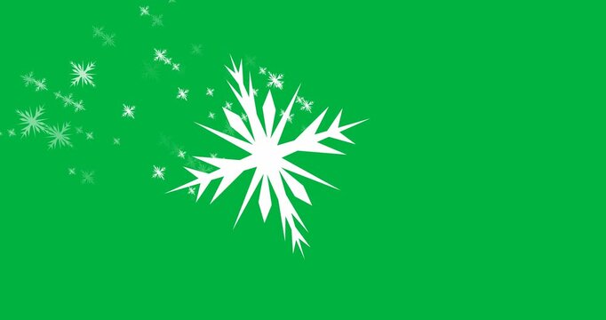Digital animation of multiple snowflakes icons falling against black background