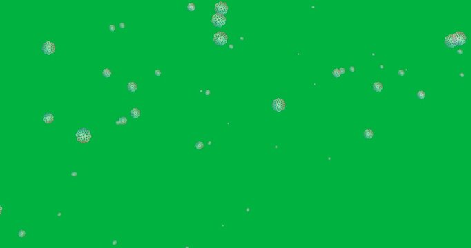 Digital animation of multiple gradient snowflakes icons falling against black background