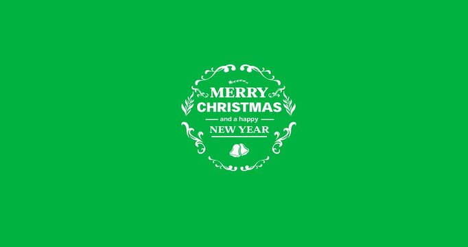 Merry christmas and happy new year text banner with bell icon on black background