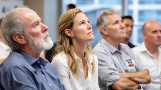 Focused Minds: A group of individuals absorbed in a thoughtful moment, each lost in contemplation, conveying an atmosphere of intent observation.