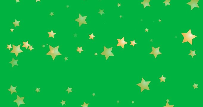 Digital animation of multiple golden stars icons falling against black background