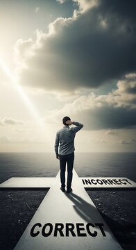 Choosing the right path - A decision-making concept.