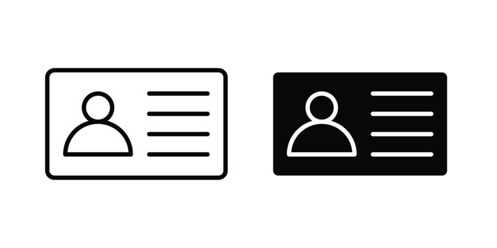 user id icon outline style. Black solid silhouette style icons