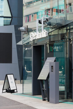 TOKYO, JAPAN - February 18, 2025: Palantir sign on the front of the building known as 'The Iceberg' which contains Palantir and Buzzfeed Japan offices and a Wework facility.
