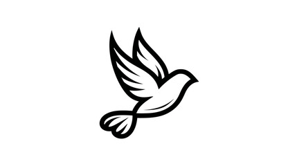 Obraz premium Stylized Minimalist Black Outline Bird Flying Icon. Elegant Vector Line Art Symbol of Freedom, Peace, and Nature.