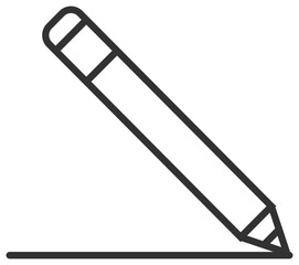 Black line art vector icon of a pencil drawing a straight line, minimalist design symbol for creativity, education, writing, and sketching, isolated on white background, scalable graphic. © Hania