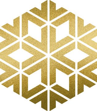 Large gold foil hexagonal texture with a transparent background