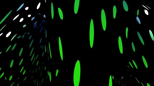 Abstract digital art with vibrant green and blue oval shapes against a dark background, creating a sense of movement.