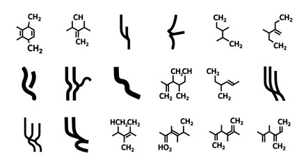 Obraz premium Chemical structure formulas, molecular models, organic compounds, chemistry illustrations, scientific diagrams