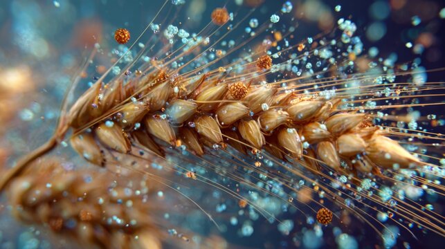 Detailed Visualization of Wheat Plant Nutrient Molecules Under Microscope for Scientific Study and Analysis