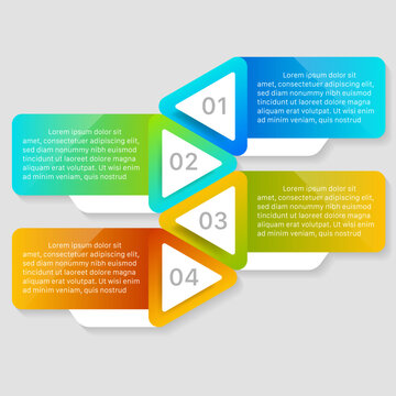Colorful arrow infographic template with four steps process layout