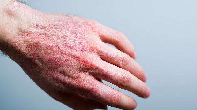 Eczema Medical Illustration Showing Inflamed, Itchy and Dry Skin Condition, Detailed Visualization of Atopic Dermatitis with Rash and Irritation, Dermatological Disorder Resource 