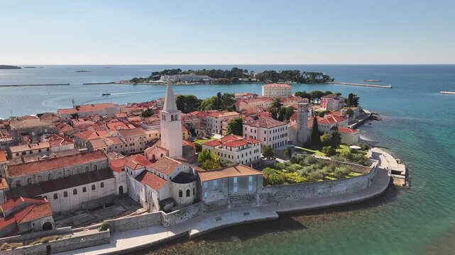 Porec Old Town Adriatic Coast Drone View